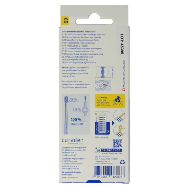Curaprox Prime start interdental brush 09 yellow 4 mm 5 pieces