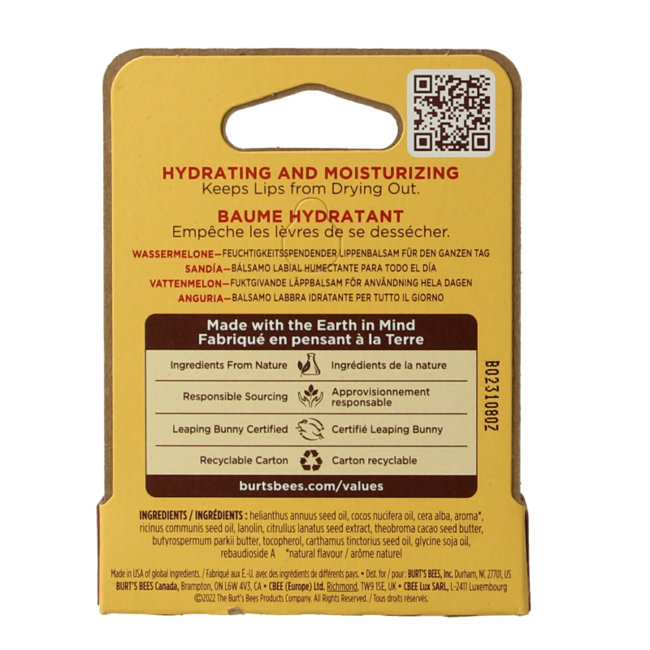 Burt's Bees Bálsamo labial sandía blíster 4,3 gramos