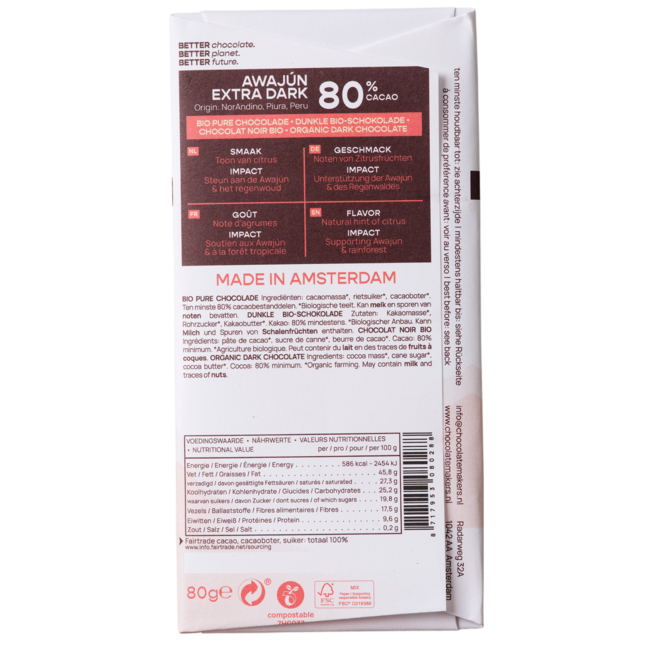 Awajun 80% rein Fairtrade Bio 80 Gramm