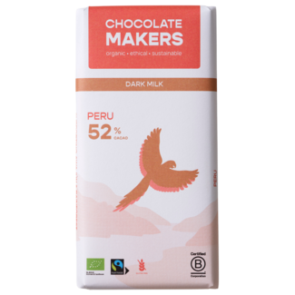 Chocolatemakers Chocolatemakers Awajun 52% chocolate con leche oscuro fairtrade bio 80 gramos