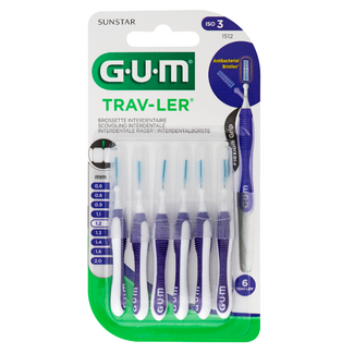 GUM Szczoteczki międzyzębowe GUM Trav-ler 1.2 mm, fioletowe, 6 sztuk