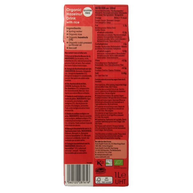 Bebida de avellana bio 1 Litro