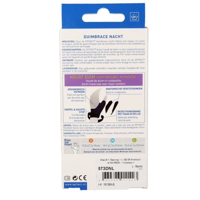 Epitact Ortesis de pulgar nocturna derecha talla L 1 unidad