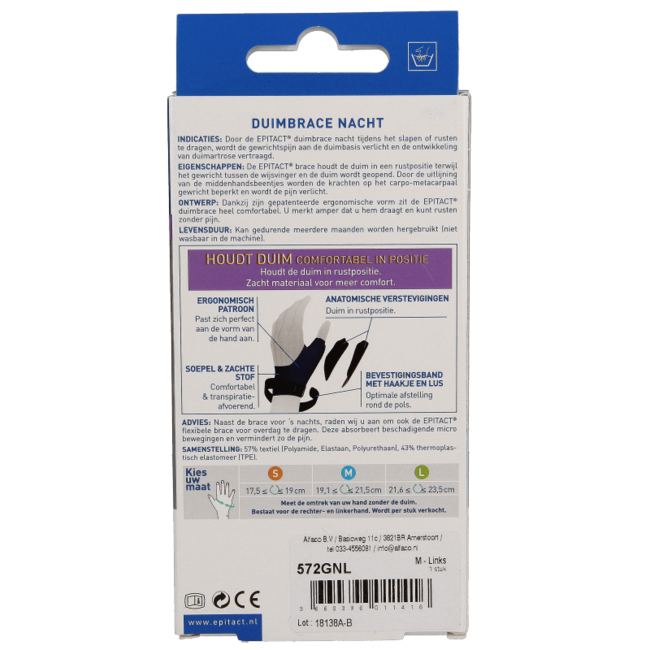 Epitact thumb orthosis night left size M 1 piece