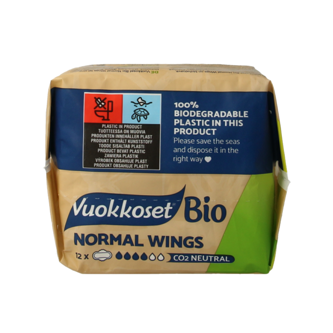 Compresas Bio normales con alas 12 unidades