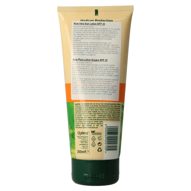 Optima Aloe Pura Organic Aloe Vera Sun Lotion SPF25 200ml
