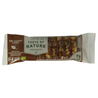 Taste Of Nature Taste Of Nature Bio-Dunkelschokolade-Kokosnuss 40 Gramm