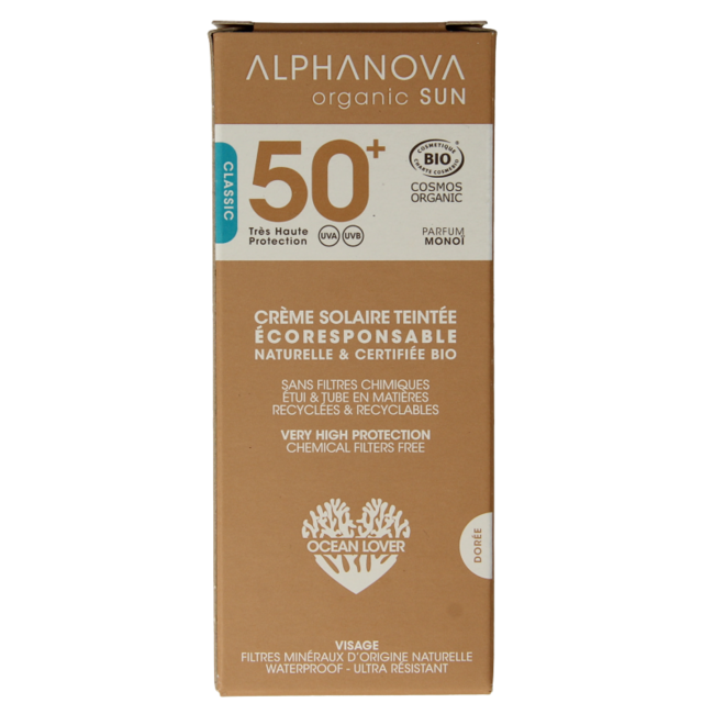 Alphanova Sun Bio getönte Sonnencreme golden LSF50+ 50 Gramm