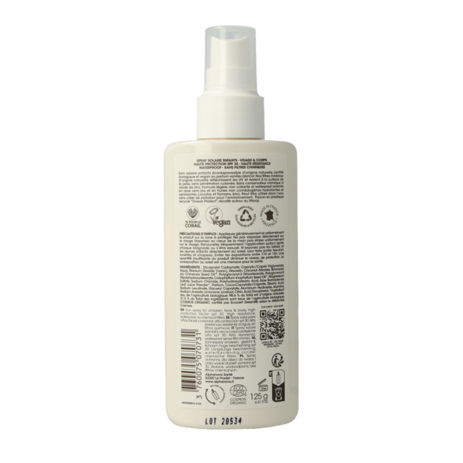 Alphanova Sun Bio spray dla dzieci SPF30 wegański 125 Mililitrów