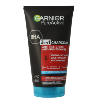 Garnier Garnier SkinActive  pure active 3-in-1 charcoal reiniging 150 Milliliter