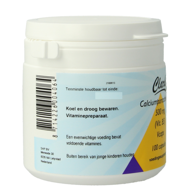 Clark Vitamin B5 Pantothensäure 500mg 100 Vegetarische Kapseln