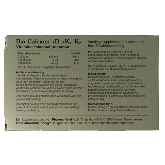 Bio calcium & D3 & K1 & K2 60,00 comprimés