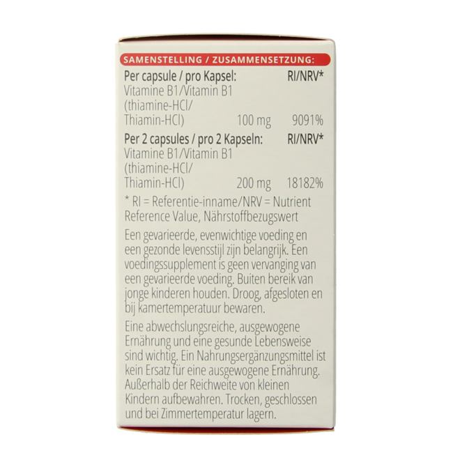 Vitals Vitamin B1 Thiamine 100mg 100 Capsules