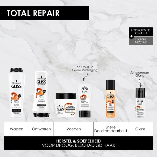 Gliss Kur Shampoo total repair 250 Millilitres