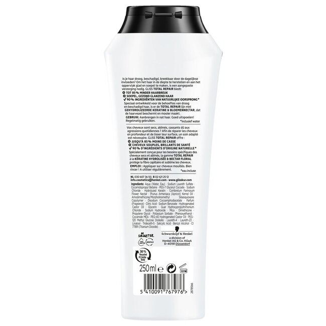 Gliss Kur Shampoo total repair 250 Milliliter