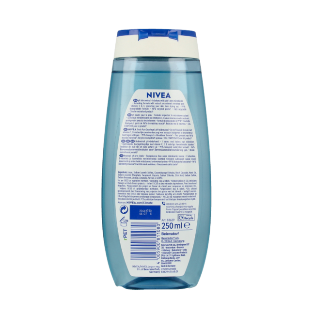 Nivea Bagnoschiuma Fresh Pure 250 Millilitri
