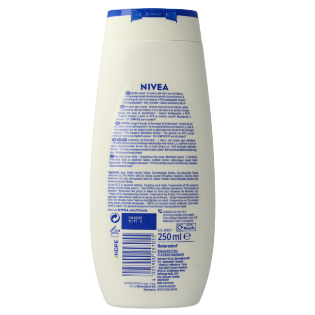 Nivea Care Dusche Orange & Avocadoöl 250 Milliliter
