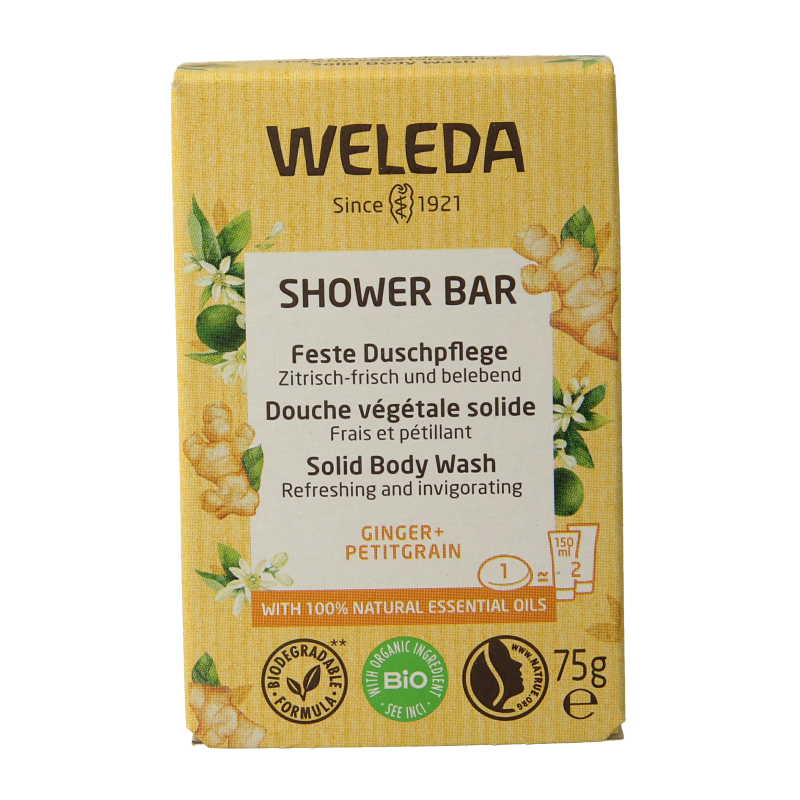 Weleda Pastilla de ducha jengibre + petitgrain 75 gramos