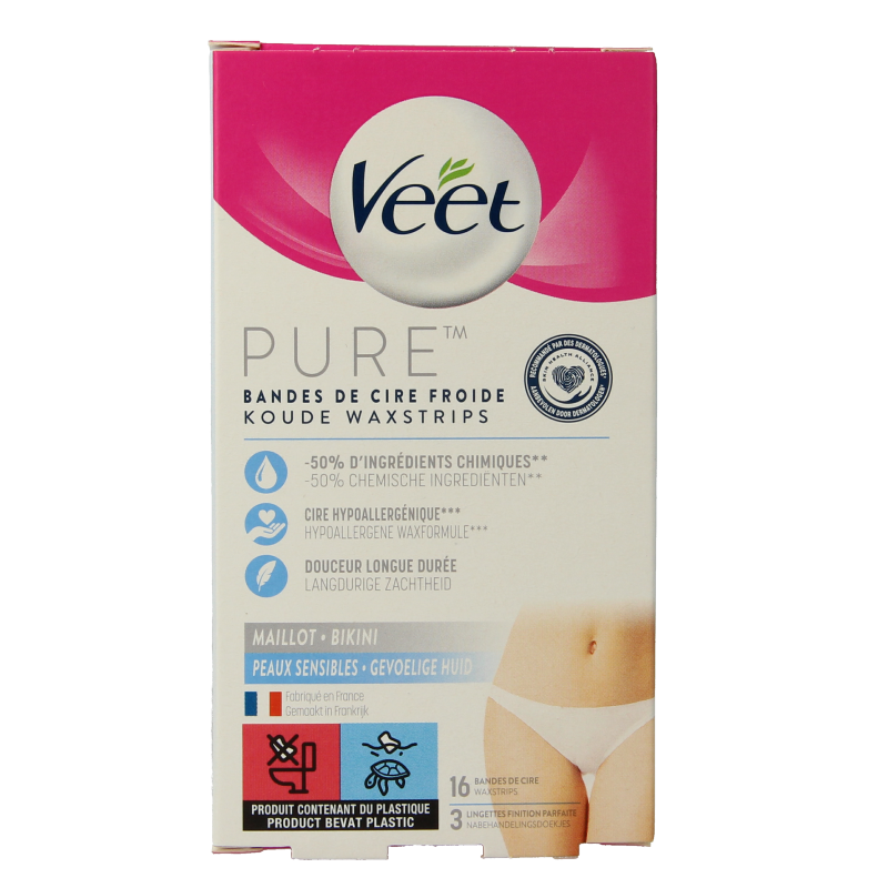 Veet Minima bandas de cera fría bikini hipoalergénicas 16 unidades