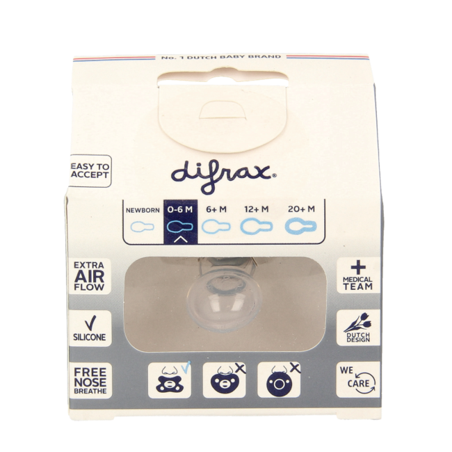 Smoczek uspokajający Difrax Natural 0-6 miesięcy, mix kolorów, 1 sztuka