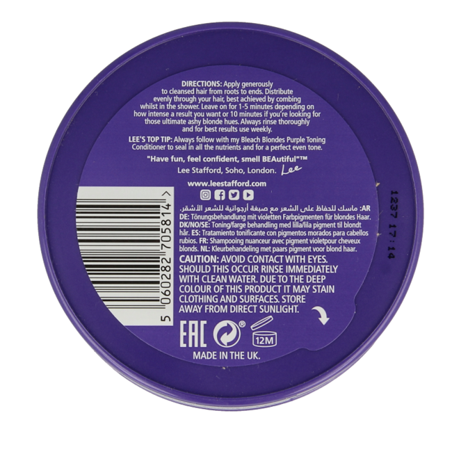 Lee Stafford Bleach blondes purple toning mask 200 Milliliter