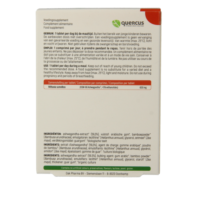 Quercus Ashwagandha bio 60 tabletek