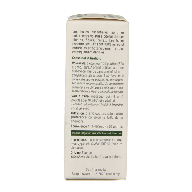 Tymianek linalolowy bio Oak 10 mililitrów