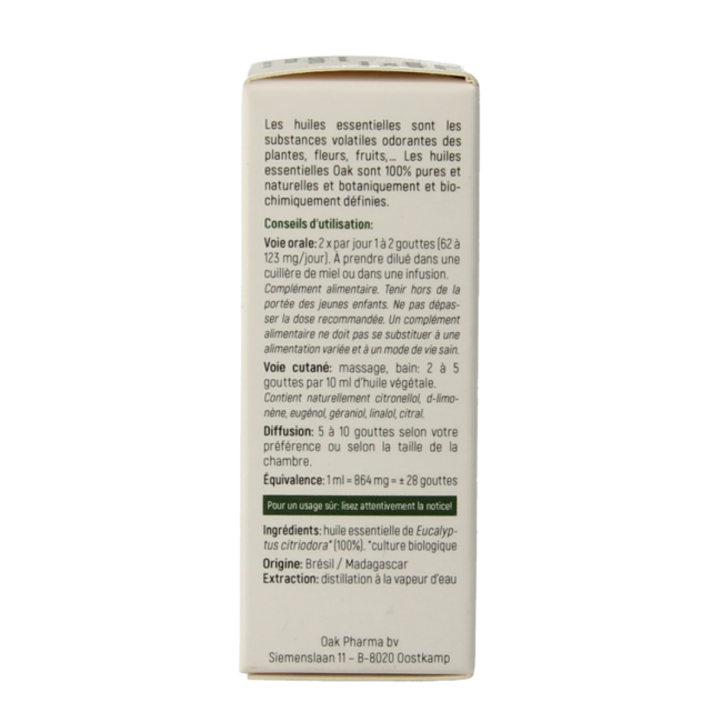 Oak Organic Lemon Eucalyptus 10 Millilitres
