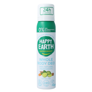 Happy Earth Déodorant spray corporel cèdre citron vert 100 millilitres