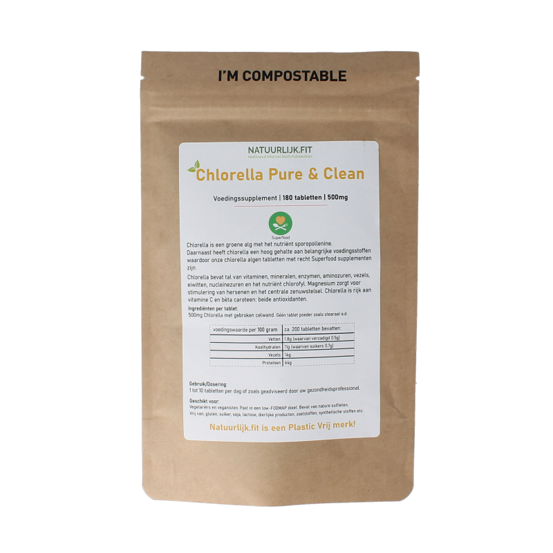 Natuurlijk.fit Chlorella pure & clean 500mg 180 Compresse