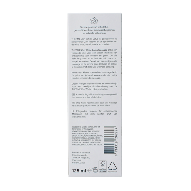 Zen white lotus massage oil 125 Milliliter