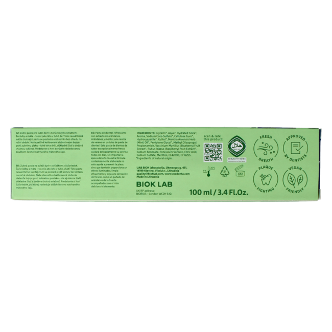 Dentifricio fresh breath estr mirtillo green line 100 Millilitri