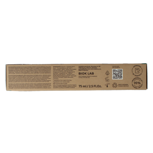 Whitening charcoal toothpaste organic 75 Millilitres