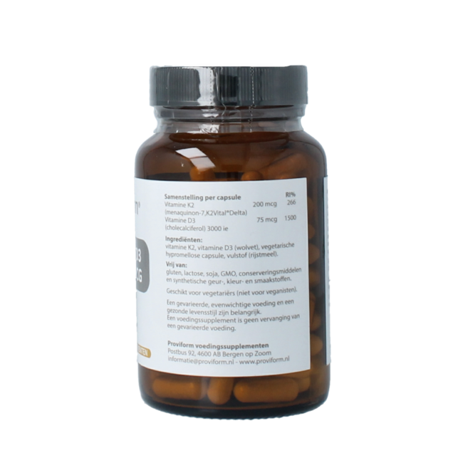 Vitamine K2 200mcg & D3 75mcg 120 gélules végétales