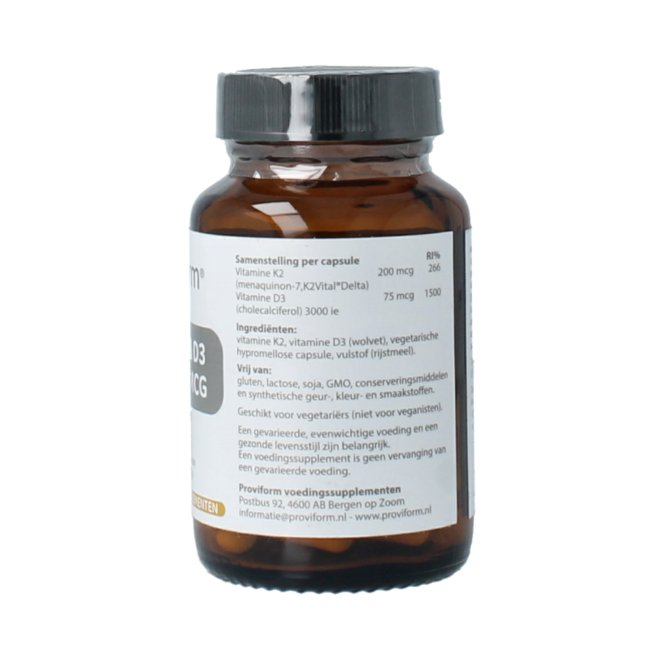 Vitamine K2 200mcg & D3 75mcg 60 Vegetarische capsules