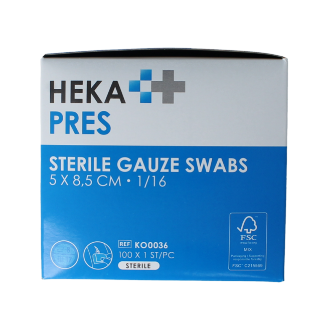 Hydrophilic gauze compress 5x8.5cm 100 pieces