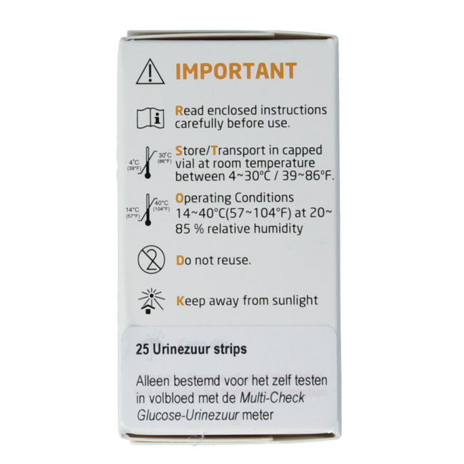 Multicheck urinezuur teststrip 25 Stuks