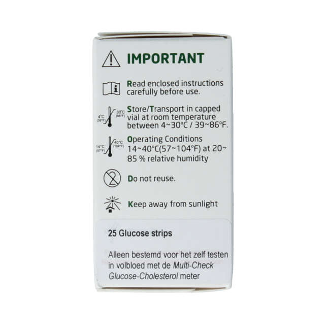 Multicheck glucose test strips 25 Pieces