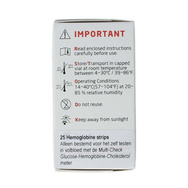 Multicheck haemoglobin test strips 25 Pieces