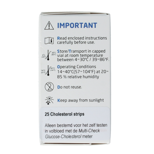 Multicheck cholesterol teststrips 25 Stuks