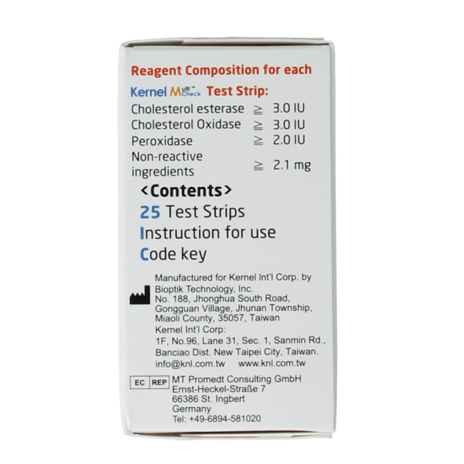 Multicheck cholesterol teststrips 25 Stuks