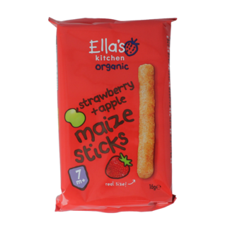 Ella's Kitchen Palitos de maíz fresa/manzana 7+ meses bio 16 gramos