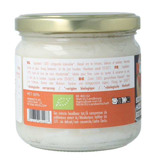 Huile de coco inodore bio 325 millilitres