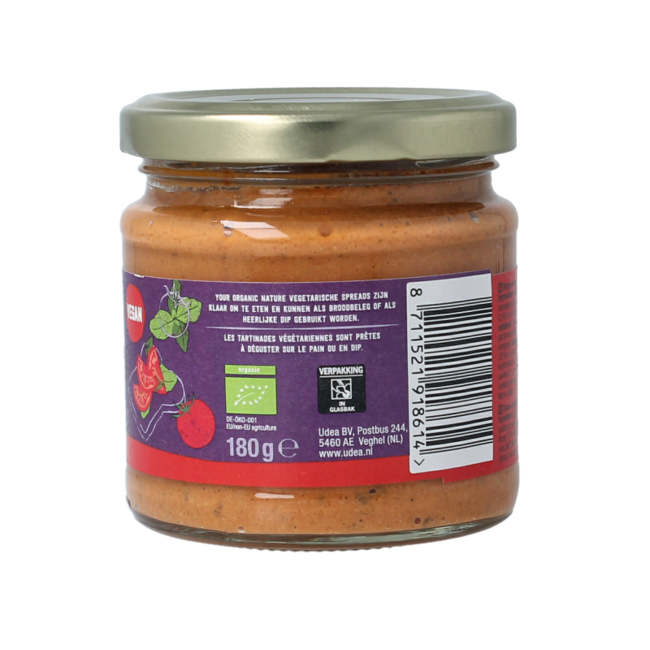 Crema para sándwich de tomate y albahaca bio 180 gramos