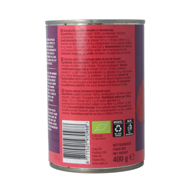 Organic peeled tomatoes 400 Gram