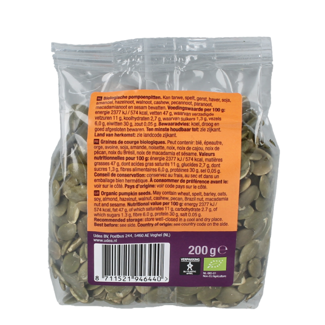 Pumpkin seeds organic 200 Gram