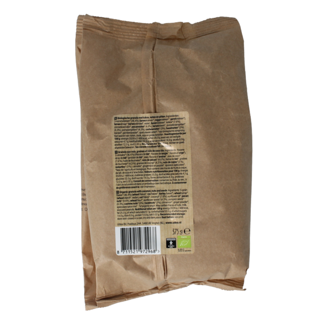Granola de coco, frutos secos y semillas bio 375 gramos