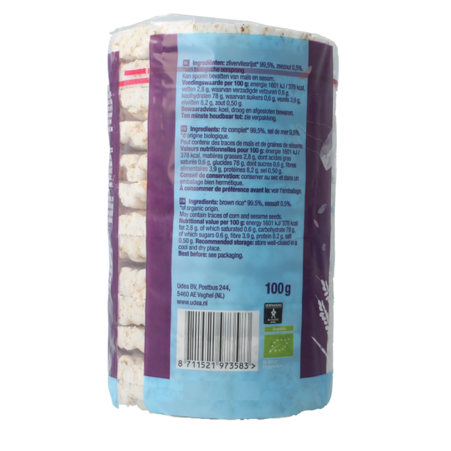 Rice cakes salted organic 100 Gram