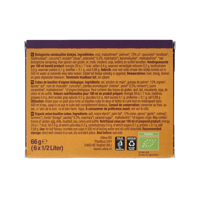 Onion bouillon yeast-free organic 6 pieces