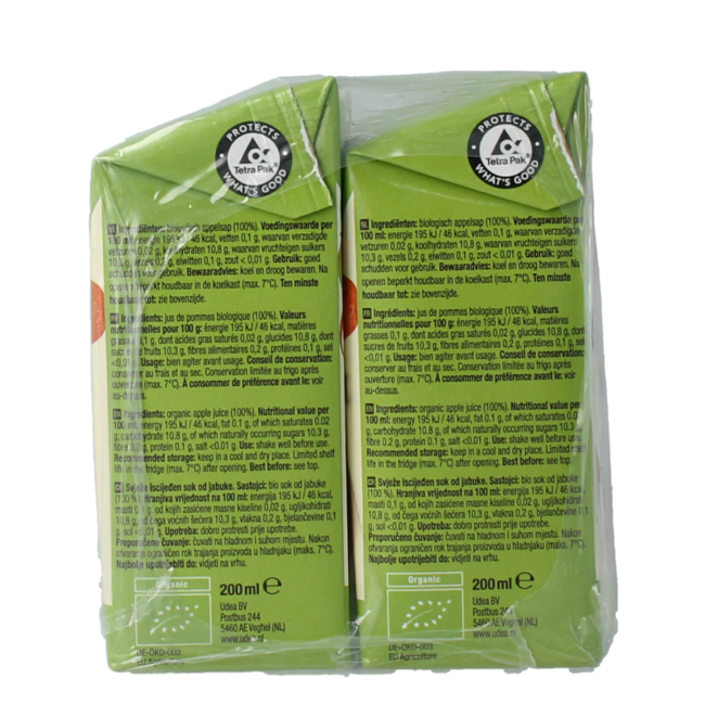 Jus de pomme bio 200 ml 6 pièces